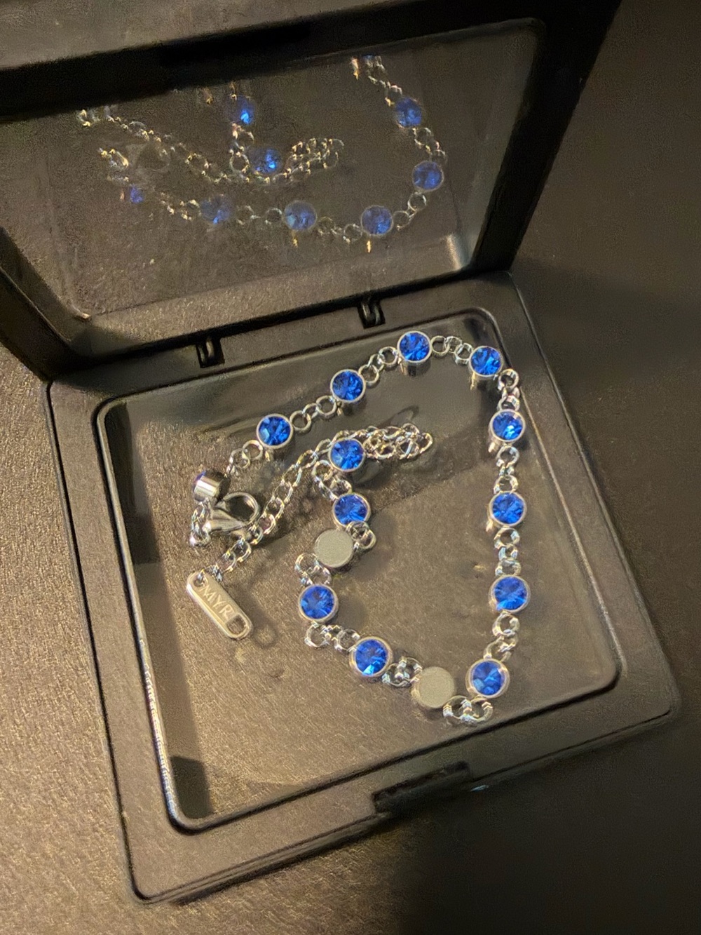 Silver Bracelet with Blue Crystal Accents - Women Jewelry